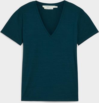 Contemporaine Womens Thick and flowy V-neck short-sleeve T-shirt