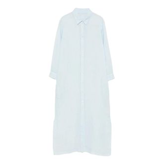 120% Lino 120% Lino, Shirt Dresses, female, Blue, Size: 2XS Linen Shirt Dress