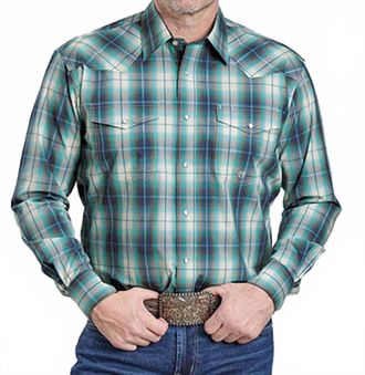 Roper Amarillo Snap Closure Western Plaid Shirt In Blue