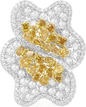 HYT Jewelry Anello in oro bianco e giallo 18 carati con diamanti - Argento