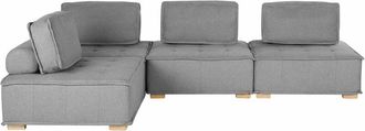 Beliani Beliani - Divano modulare 4 posti ad angolo in poliestere e tessuto grigio Tibro