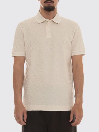 HUGO BOSS Polo in maglia di cotone con motivo jacquard e colletto a costine