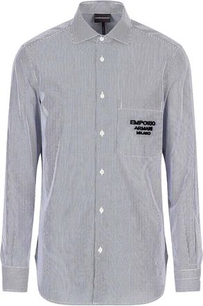 Emporio Armani Heren overhemd met streep (Blauw)