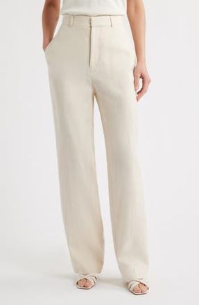 Frame Denim The Linen Blend Straight Leg Pants in White at Nordstrom Rack, Size 00