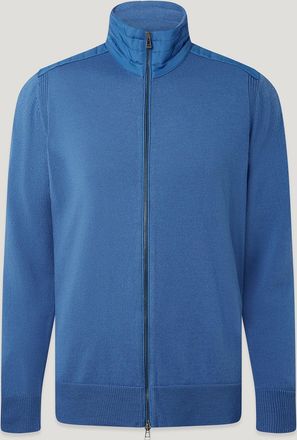 Belstaff Cardigan Con Zip Kelby Uomo Merino Wool Blu Marino 2xl