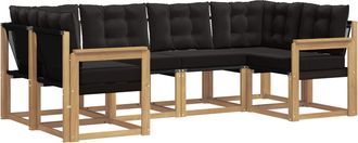 vidaXL Conjunto De Sof&aacute;s De Exterior 6 Uds. Blanco Y Negro Vidaxl