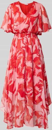 s.Oliver Red Label Tailliertes Maxikleid mit Allover-Muster in Rot, Größe 38