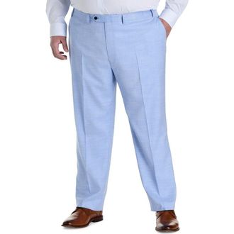 Michael Kors Big & Tall Textured Solid Suit Pants in Blue at Nordstrom, Size 52 X 30