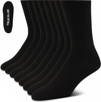 True Religion 8 Pairs Premium Athletic Crew Socks in Black at Nordstrom