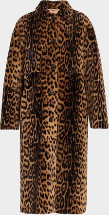 Nili Lotan Davelle Leopard-Print Lamb Shearling Coat