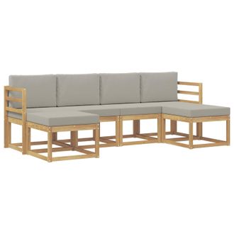 vidaXL Conjunto De Sof&aacute;s De Exterior 6 Pcs Blanco Y Gris Claro Vidaxl