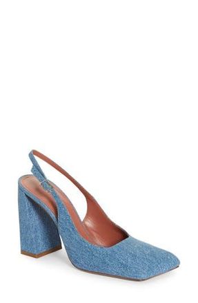 Amina Muaddi Square Toe Slingback Pump in Denim at Nordstrom Rack, Size 6.5Us / 36.5Eu