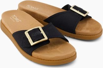 Toms Womens TOMS Marin Slide Canvas Womens Black Sandals - Size: 3