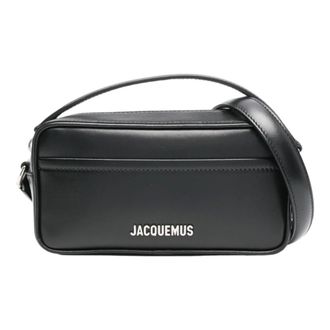 Jacquemus Cross Body Bags, unisex, Black, Size: ONE SIZE Black Crossbody Bag with Silver Finish