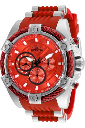 Invicta Bolt 25525 Heren Horloge - Quartz Uurwerk - Roestvrij Staal met rode Wijzerplaat - 52mm
