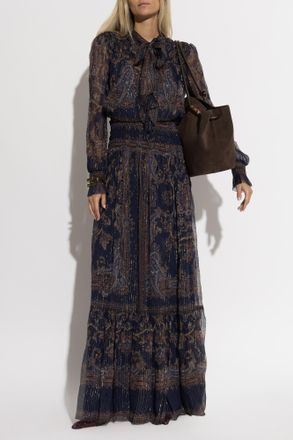 Self Portrait Dress With Lurex Thread, Womens, Navy Blue