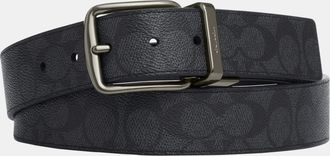 Coach Mens Wide Harness CTS Reversible Belt in Signature - Charcoal - One Size