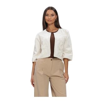 Summum Jacket Embroidery - Dames - Truien - Beige - Maat: L Katoen