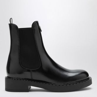 Prada Black Chelsea ankle boots in polished leather