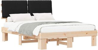 vidaXL Estructura De Cama Con Cabecera Tapizada Negro 140 X 200 Cm Vidaxl
