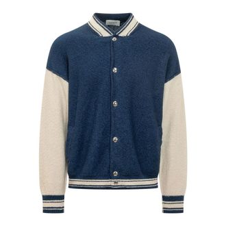 Laneus Bomber Jackets, male, Blue, Size: M Knitted Bomber