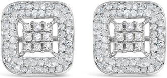 House of Brilliance 10K White Gold 1.00 Cttw Diamond Composite and Halo Stud Earrings at Nordstrom