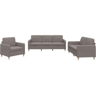 vidaXL Vidaxl - Juego De Sof&aacute;s Con Cojines 3 Piezas Tela Gris Taupe