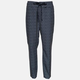 Max Mara Black Dot Print Crepe Tapered Trousers