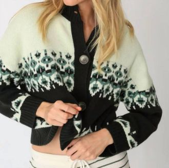 Electric & Rose Rudi Cardigan In Fair Isle Pine
