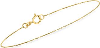 RS Pure by Ross-Simons Italian 0.5mm 10kt Yellow Gold Box-Chain Bracelet