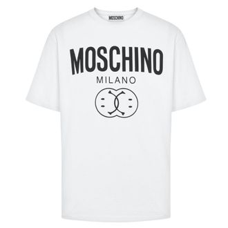 Moschino Milano Double Smiley Logo Wit T-shirt