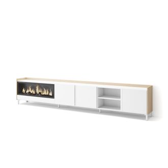 Skraut Home Skraut Home - Mueble Tv, Televisi&oacute;n, Muebles De Sal&oacute;n, Almacenaje, 315x35x61cm, Para Tv Hasta 80, Chimenea El&eacute;ctrica Xxl, Dise&ntilde;o Industrial, Estilo Mo