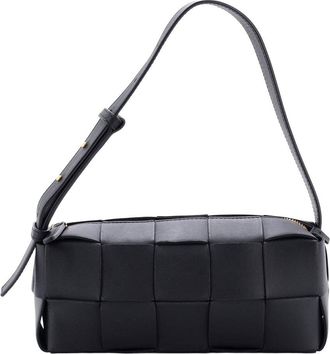 Bottega Veneta Black Maxi Intrecciato Sheep Leather Brick Cassette Shoulder Bag Small (Authentic Pre-Loved)