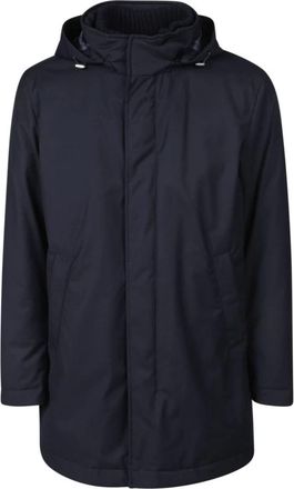 Herno Technische Stof Halve Jas - Heren - Parka Jassen - Blauw - XL - Wol - Jassen