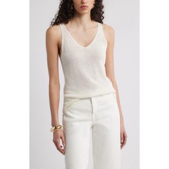 Nordstrom Double-V Line Blend Tank in Ivory Tofu at Nordstrom Rack, Size X-Large