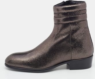 Jimmy Choo London Metallic Dark Brown Leather Jimi Ankle Boots