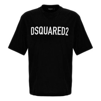 Dsquared2 T-shirt Met Opvallend Logo In Zwart