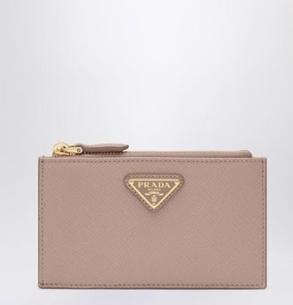 Prada Powder Saffiano zipped card case