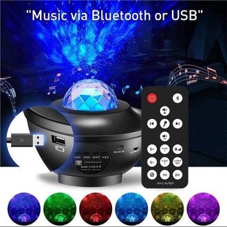 OEM Altavoz Usb Bluetooth, L&aacute;mpara De Cielo Estrellado, Proyector, Control Remoto, L&aacute;ser De Ondas De Agua, Proyector Ambiental, Luz Nocturna