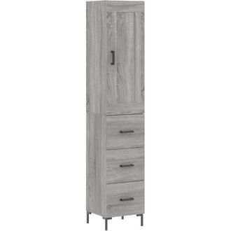 vidaXL Aparador Alto Madera Contrachapada Gris Sonoma 34,5x34x180 Cm Vidaxl