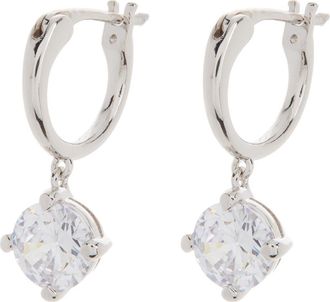 Nadri Round CZ Drop Huggie Hoop Earrings in Rhodium at Nordstrom Rack