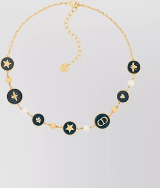 Dior adjustable charm necklace pearl accents