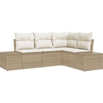 vidaXL Conjunto De Sof&aacute; De Jard&iacute;n 4 Pcs Beige Polirat&aacute;n Vidaxl