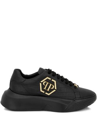 Philipp Plein Crocco Godzilla runner sneakers - Black