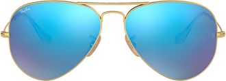 Ray-Ban Unisex Aviator Sunglasses, Gold (Gold 112/17,gl&auml;ser: Crystal Green, Mirrored Blue), 58 mm UK