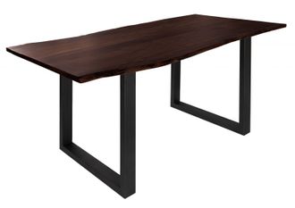 Massivmoebel24 Freeform 3 Tavolo Da Pranzo In Legno Di Acacia - Laccato Marrone /gambe In Ferro - Antracite Mat 120x90x76