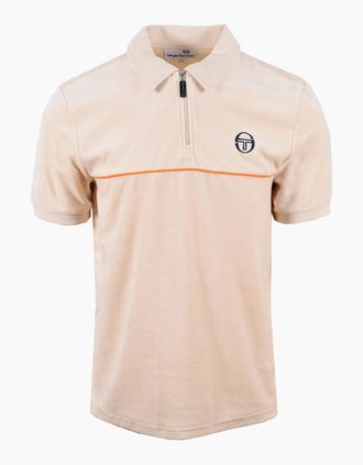 Sergio Tacchini Mens SERGIO TACCHINI CARDONA VELOUR ZIP POLO SANDSHELL/ORANGE PEPPER - Sandshell Orange Pepper - Size: 44