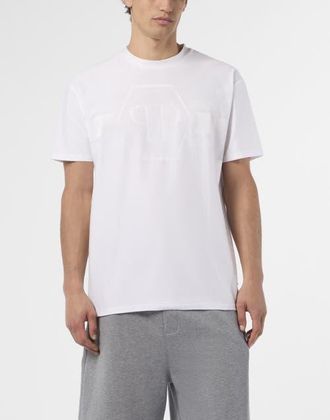Philipp Plein Round Neck T-Shirt Jacquard Hexagon Line Men in White at Nordstrom, Size Xx-Large