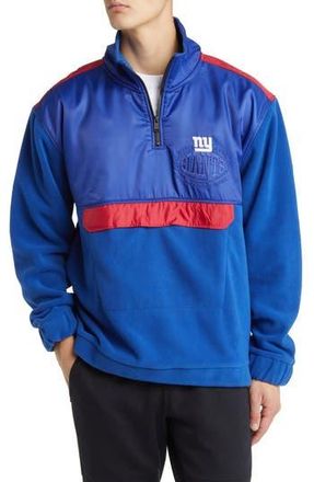 BOSS x NFL Fumble Mixed Media Quarter Zip Pullover in New York Giants Dark Blue at Nordstrom Rack, Size Medium