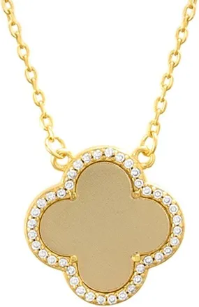 Adornia Adornia 14K Plated Halo Clover Necklace